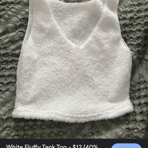 XL WHITE CROPPED FLUFFY TANK, NWOT